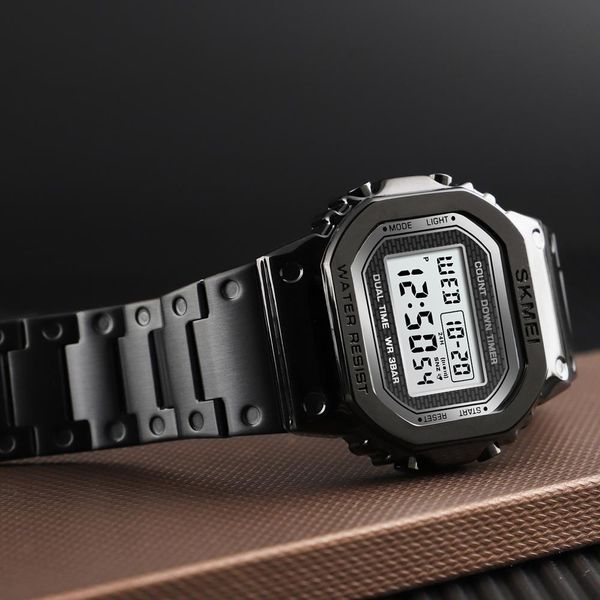 

skmei fashion sport watch men digital watches 3bar waterpoof alarm clock alloy case digital men watches reloj hombre 1456 201125, Slivery;brown