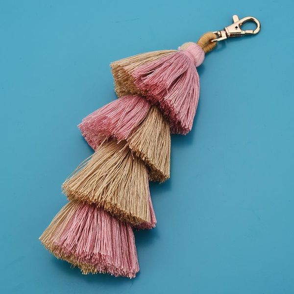 

1pcs bohemia cotton 4 layers mix tassel keychain diy garments bag craft accessories woman jewelry tassels fringe trim pendants h wmthkc