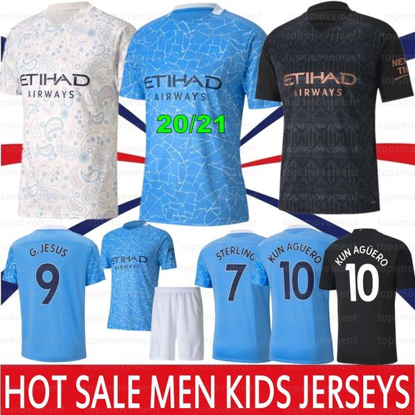 

20 21 new kun aguero soccer jerseys men kids kit sterling mahrez jesus de bruyne sane de bruyne football shirts 2020 2021, Black;yellow
