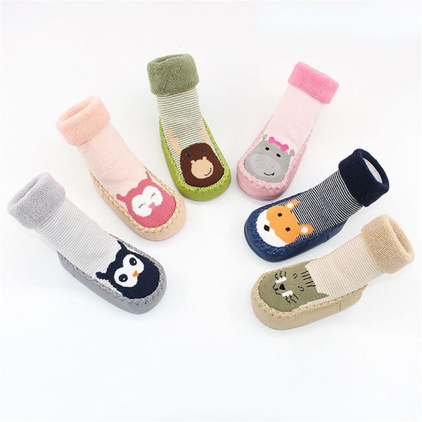 

infant socks for baby warm booties sock with rubber soles for toddler newborn baby girl boy socks kids winter sock terry y201009, Pink;yellow
