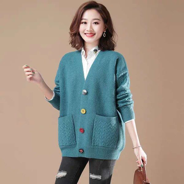 

2021 new autumn winter women sweater cardigans oversize v neck knit cardigans girls outwear chic mujer poncho vd40, White;black