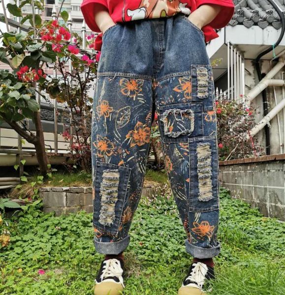 

patchwork harem jeans 2020 wide leg all-match denim pants hippie original cowboy pantalone women boyfriend plus size trousers1, Blue