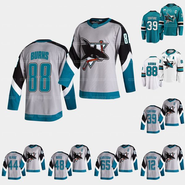 

youth san jose sharks 2021 reverse retro jersey logan couture patrick marleau brent burns joe thornton tomas hertl karlsson, Black;red