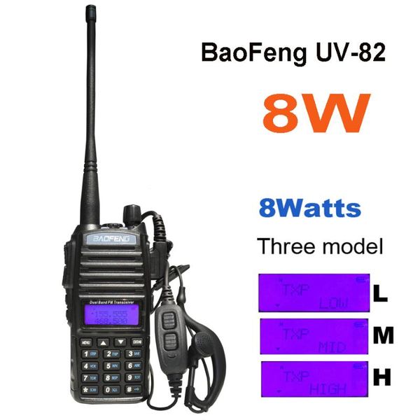 

2020 baofeng uv-82 8w 10km long range powerful walkie talkie portable cb vhf/uhf two way radio amador 8 watts of uv82