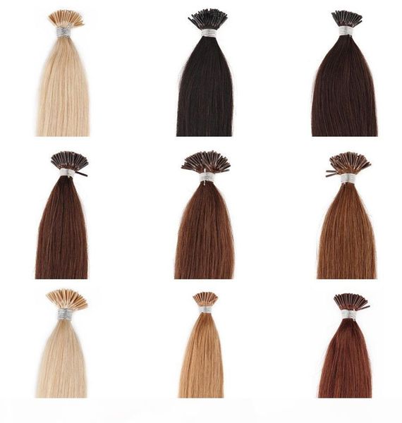 

16"-24" #613 i tip hair extensions human platinum blonde tangle-i tip pre bonded keratin hair extensions 0.5g s 100s pack, Black