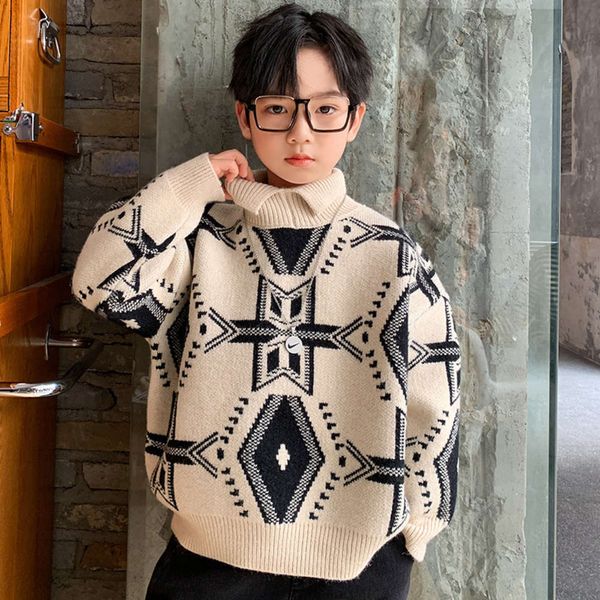 

2020 winter new wear children's middle school boys' turtleneck sweater lapel, Blue