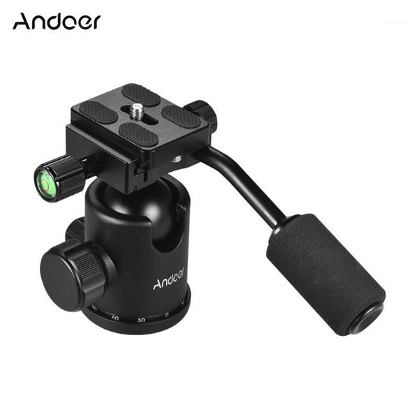 

andoer handle tripod ball head 1/4inch screw 3/8inch screw hole 360 degree rotating panoramic ball head for dslr camera1
