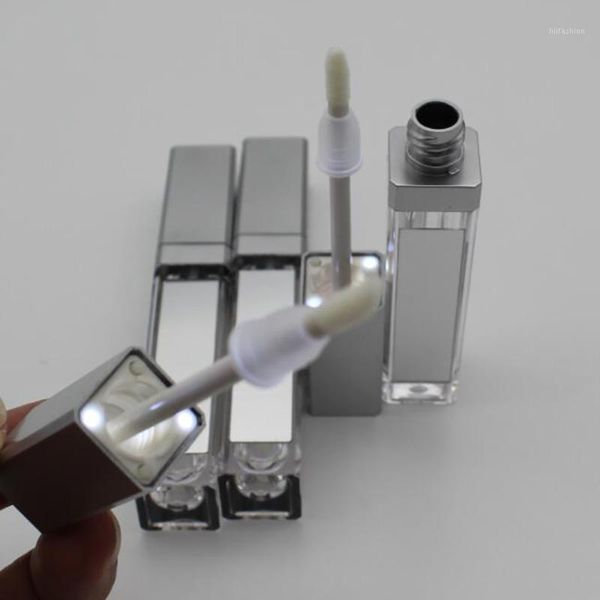 

5/10/20pcs 7.5ml square lip gloss tube empty lip gloss bottle with led light mirror clear cosmetic containers makeup tools1