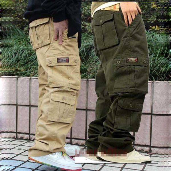 

new casual harem big pockets cargo pants men cotton joggers loose baggy plus size hip hop pants male clothing, Black