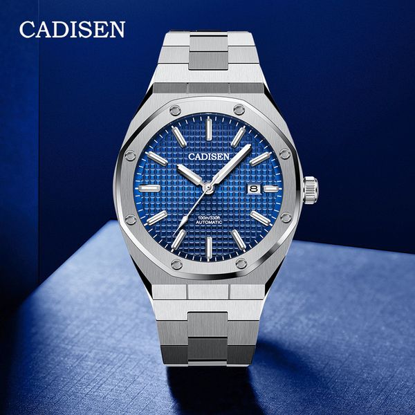 

cadisen design mens watches brand luxury sport mechanical automatic watch men fashion nh35 stainless steel relogio masculino 201120, Slivery;brown