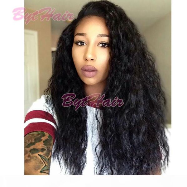 

bythair glueless full lace human hair wigs for black women wet wavy malaysian full lace wig with baby hair lace front wig, Black;brown