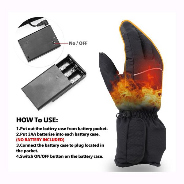 Hot item Aquecido luvas Quente luvas bateria recarregável elétrica Touchscreen Luvas New inverno quente térmicas Mittens Escalada Mittens externas