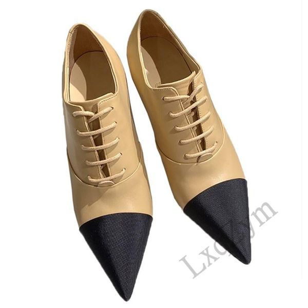 

boots women genuine leather ankle pearl decor high heels lace up design pointed toe mixed color pumps fashion lady shoes, Black