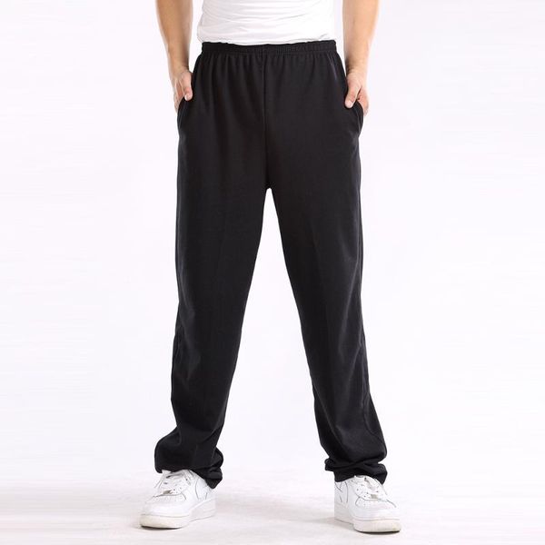 

men baggy pants men trousers solid color slim fitted sweatpants elastic cotton casual pants extra big plus size 4xl 5xl 6xl 7xl1, Black