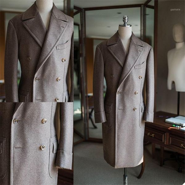 

winter wool men suits thick custom made navy men suits double breasted fit formal warm business long coat1, White;black