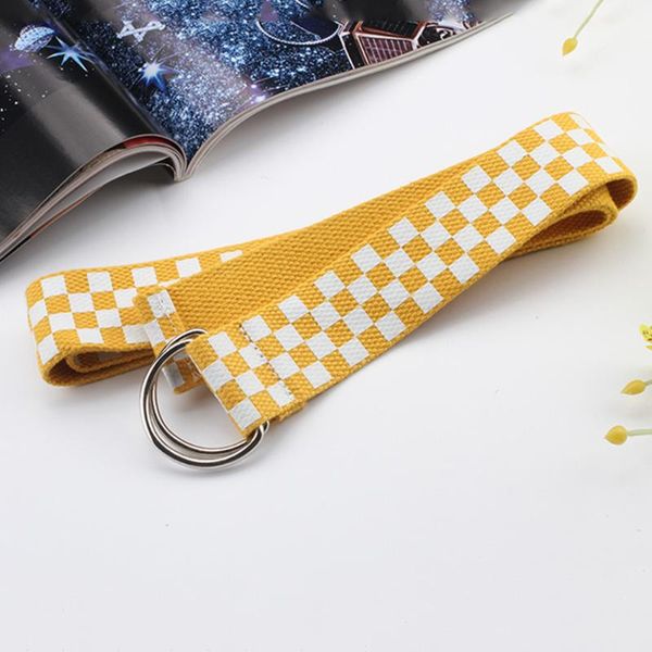 

belts student checkerboard waist belts130cm casual waistband d ring belt strap harajuku solid color long ceinture femme, Black;brown