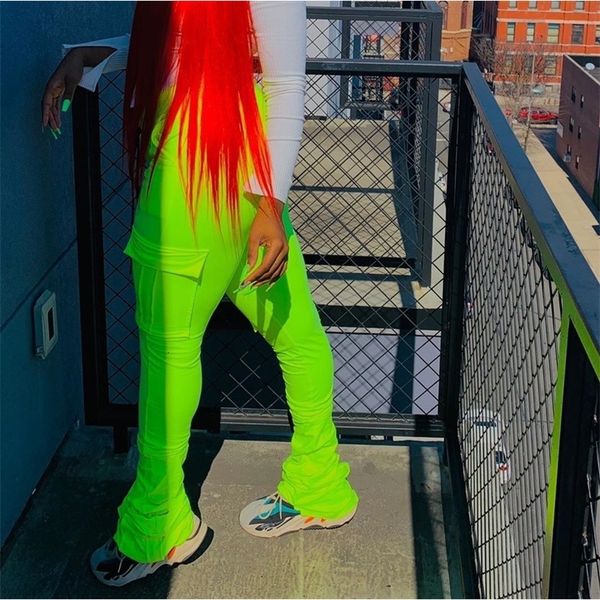 

2021 female jeans new urban trend high waist with drawstring work clothes micro-multicolored pull pants deh5, Black;white