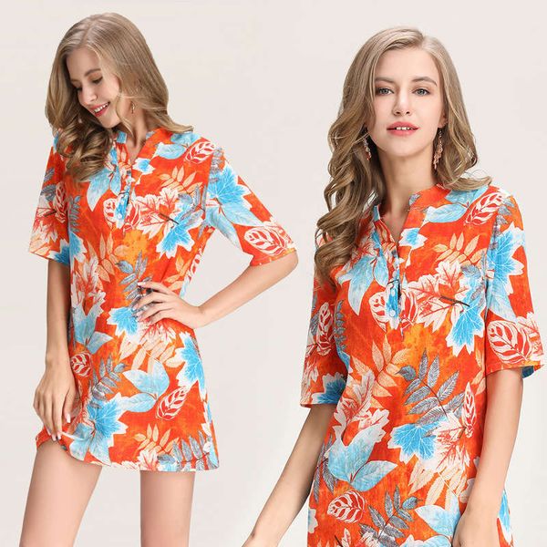 

summer 2019 new women's printed short lapel dress casual resort, Black;gray