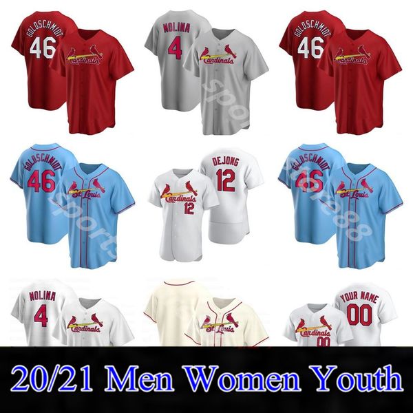

4 yadier molina 2020 cardinal jersey 46 paul goldschmidt matt carpenter paul dejong carlos martinez marcell ozuna baseball jerseys, Blue;black