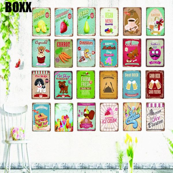 

lemon retro fruit metal painting food tin signs home art shop restaurant decoration wall sticker 30x20cm