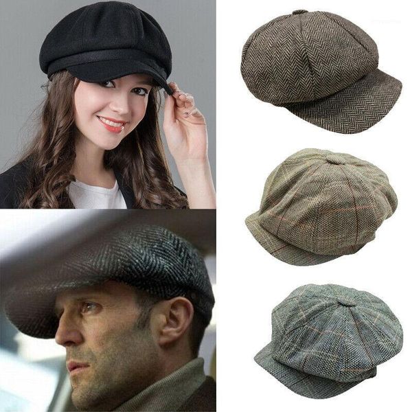 

2020 fashion women men's cap herringbone newsboy cap cabbie peaky blinders baker women men winter hat1, Blue;gray