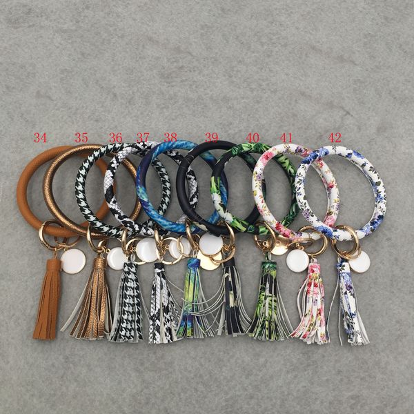 

leather bracelet pu big tassel sunflower customer discount keychain leopard sunflower cactus round leather tassel bangle, Slivery;golden