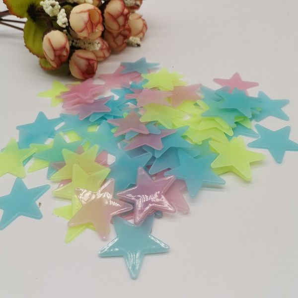 

3cm 100pcs tv paper decorative painting pvc fluorescent wall luminous star sticker