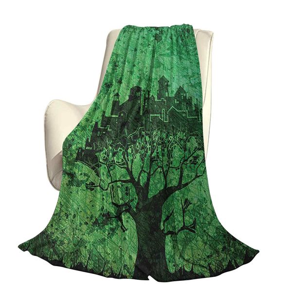 

city composition buildings houses town on tree branches creative monochromic artworkoffice leisure blankets