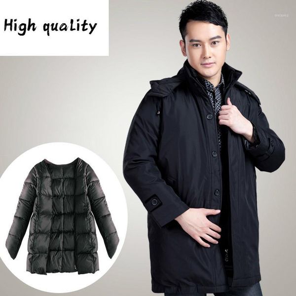 

coat winter men men's down jacket plus size white duck down coat puffer jacket warm parka doudoune homme1, Black