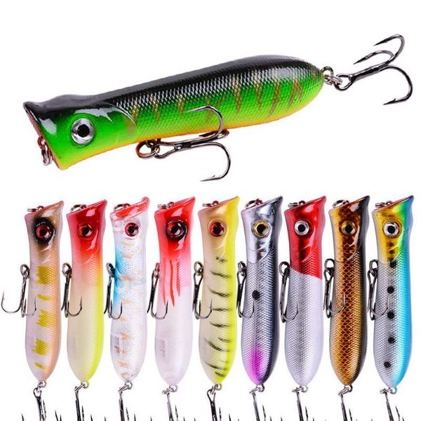 

1pc popper fishing lure with 6# hooks 8.5cm 11g floating crankbait artificial bait poper minnow c qylgyx