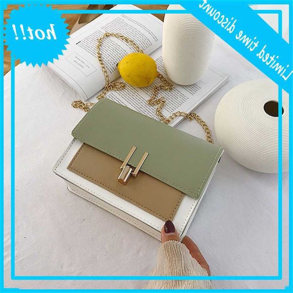 

women's 2019 new korean versatile chain single shoulder fashion color contrast y lock small square bag