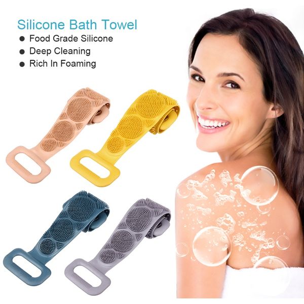 

bath shower silicone body brush bath belt exfoliating back brush belt wash clean 28'' bath scrub belt towel in stock dropshipp f j