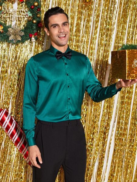 

men button front satin shirt without bow e5zr#, White;black