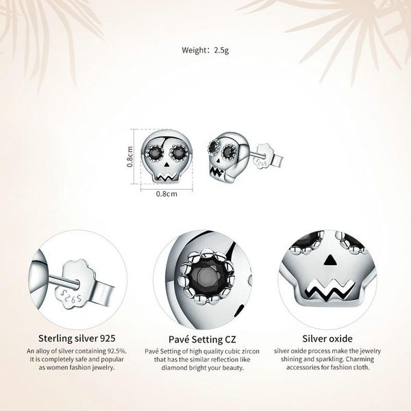 

bamoer подлинный 925 стерлинговые серебряные серрежи скелет серьги для женщин черный чистый cz стерлинговые серебряные ювелирные изделия bri, Bronze;silver