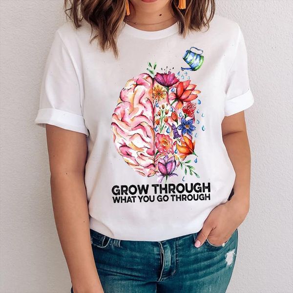 

women graphic fashion floral clothing funny plant flower casual 90s clothes lady tees print clothing female tshirt t shirt, White