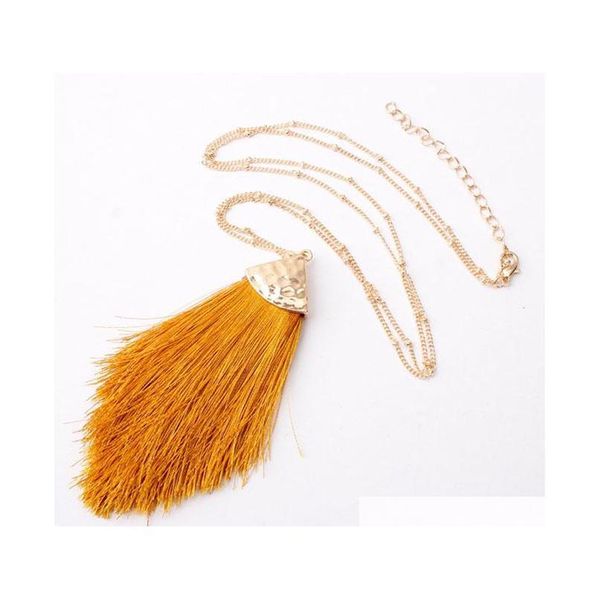 

s1167 fashion jewelry cotton thread tassel pendant necklace ladies long sweater necklace zwvyr, Silver