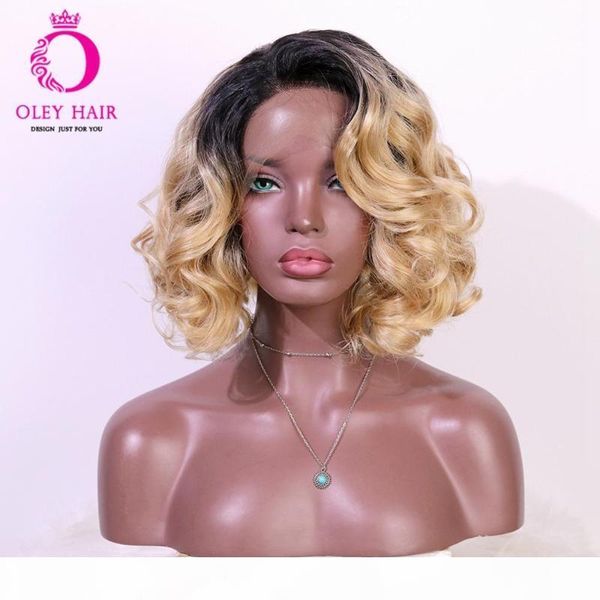 

oley hair wavy honey blonde short bob wig heat resistant ombre synthetic lace front wig glueless cosplay wigs for black women