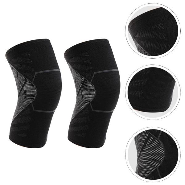 

2pcs sports knit kneecap elastic knee brace sleeve knee support protector, Black;gray