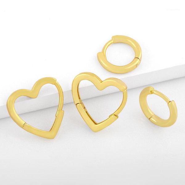 

flola gold small round circle hoop earrings for women polished heart huggie earrings statement jewelry female gifts ersv031, Golden;silver