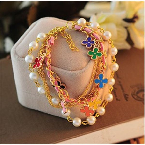

charm gift 2014 new fashion chain leather bracelet for women bracelets bangles jewelry wholesale x1219, Golden;silver