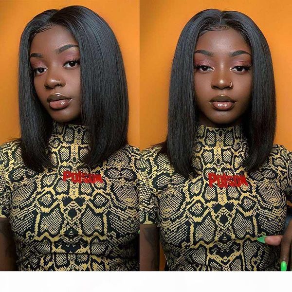 

bob lace front human hair wigs with baby hair pre plucked brazilian remy hair full lace straight short bob wig for black women, Black;brown