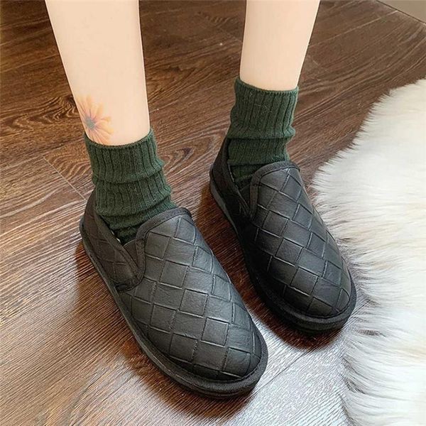 

snow boot women short tube plus velvet thick cotton shoe flat bread shoe ankle boot winter warm 2020 botas mujer 40, Black