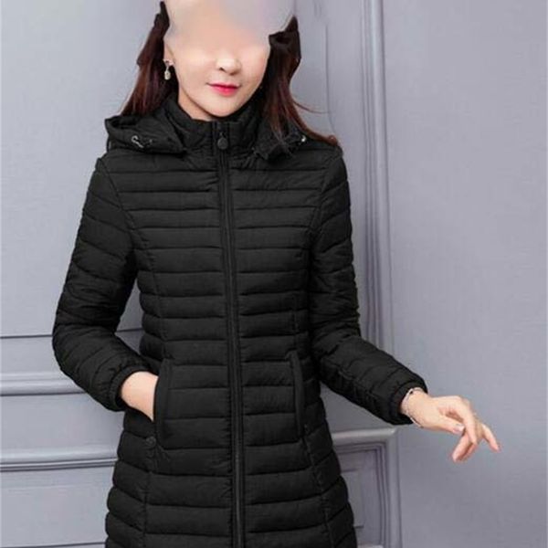 

зимние женские женские zogaa hot parkas с капюшоном длинным тонким фитингом повседневная сторона легких хлопка parka lady пиджак плюс размер, Black