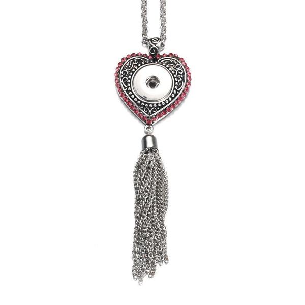

snap jewelry heart crystal necklace pendants snap button necklace with chains fit 18mm snap button jewelry f bbylbe, Silver