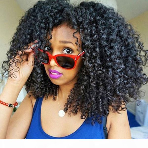 

300% density u part human hair wig glueless human hair afro kinky lace front wigs with baby hair for black women, Black;brown