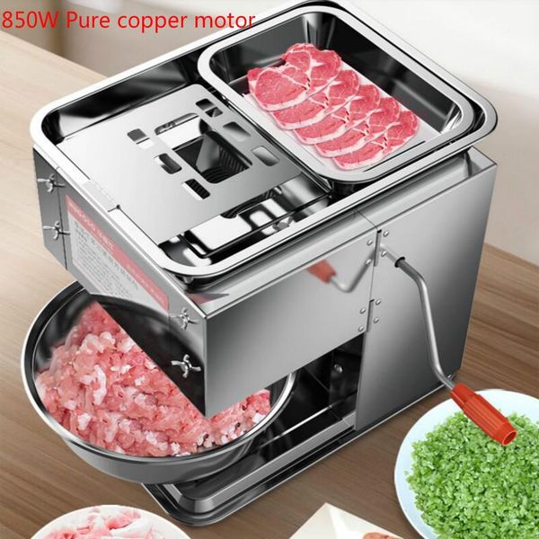 

new 850w commercial electric meat cutter pure copper motor fast slicer automatic vegetable cutter stainless steel meat grinder