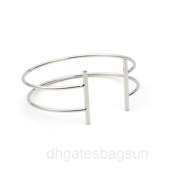 

selling jewelry geometric copper opening adjustable bracelet hollowed out c-shaped women's personalized hand ornament bu1i, Black