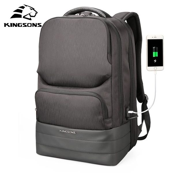 

backpack kingsons men 2.0 usb recharging water repellent lapbackpacks business fashion shoulder bags black technology