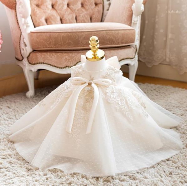 

girl's dresses arrival beige puffy tulle baby girls for first birthday applique beads lace tutu kids clothes baptism gown1, Red;yellow