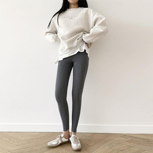 

2021 warm women pants winter thread skinny thick leggins high stretch high waist trousers cashmere pants soft female leggings, Black